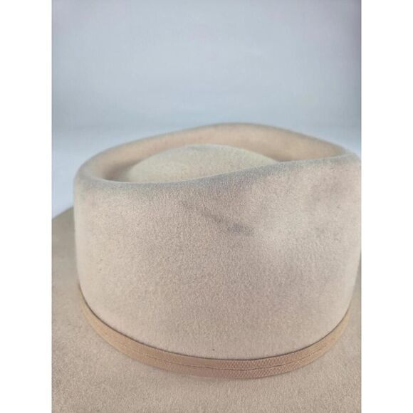 Lack Of Color Hat 100% Australian Wool Size 59 Large Western Flat Brim Beige Hat